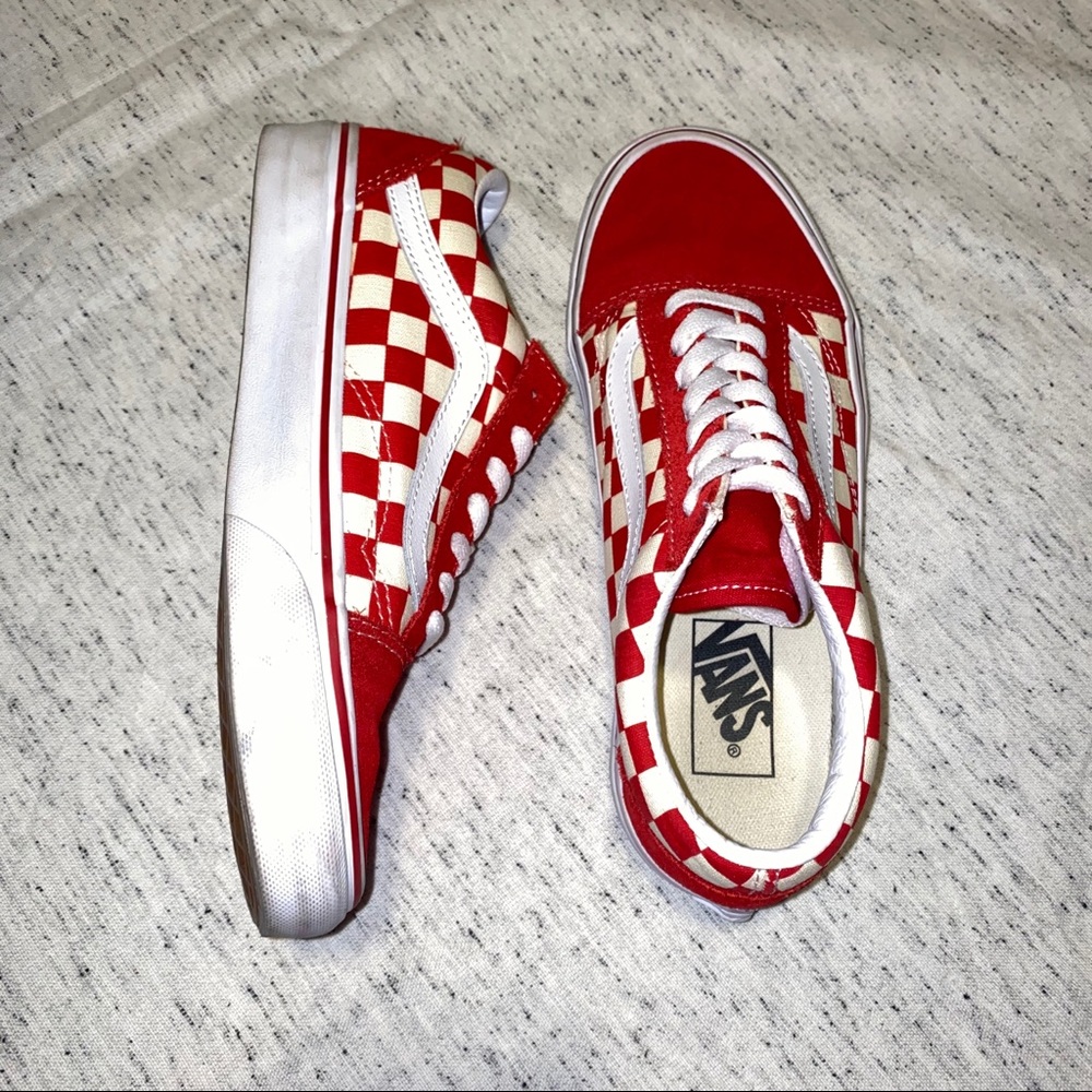 VANS RED CHEX OLD SKOOLS